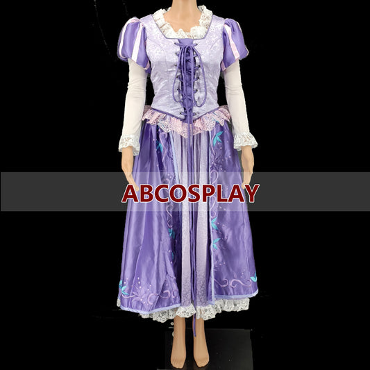 Tangled Rapunzel Embroidery Dress Cosplay Costume