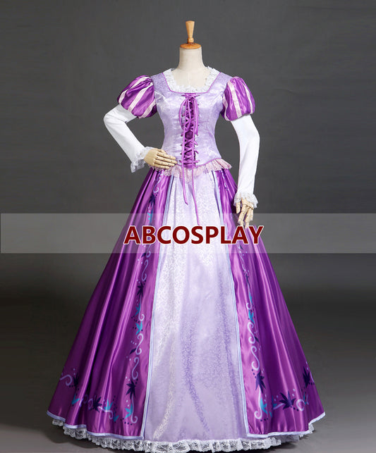 Tangled Rapunzel Princess Printed Dress Cosplay Costume