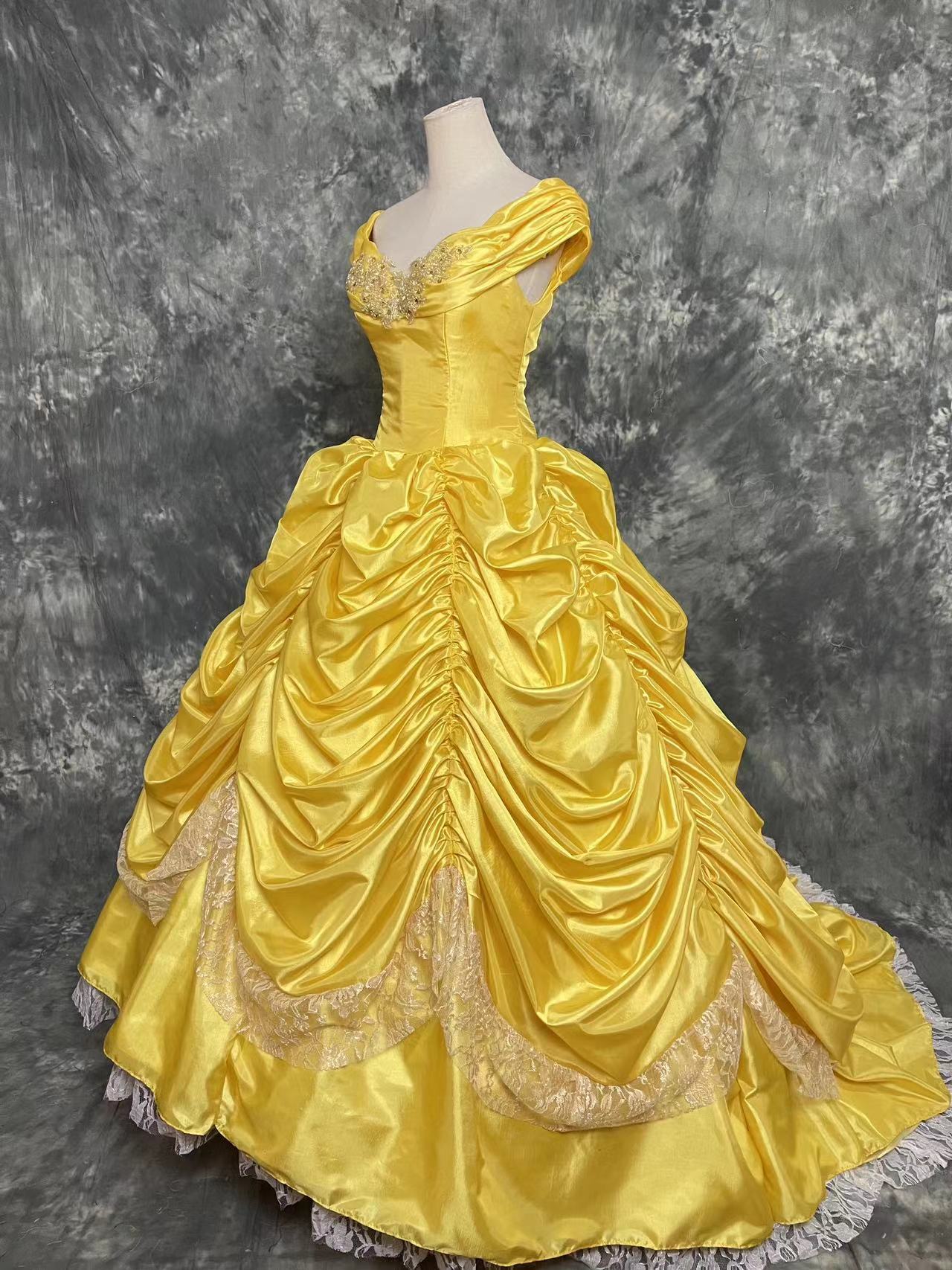 Beauty And Beast Princess Belle Long Tail Cosplay Costume