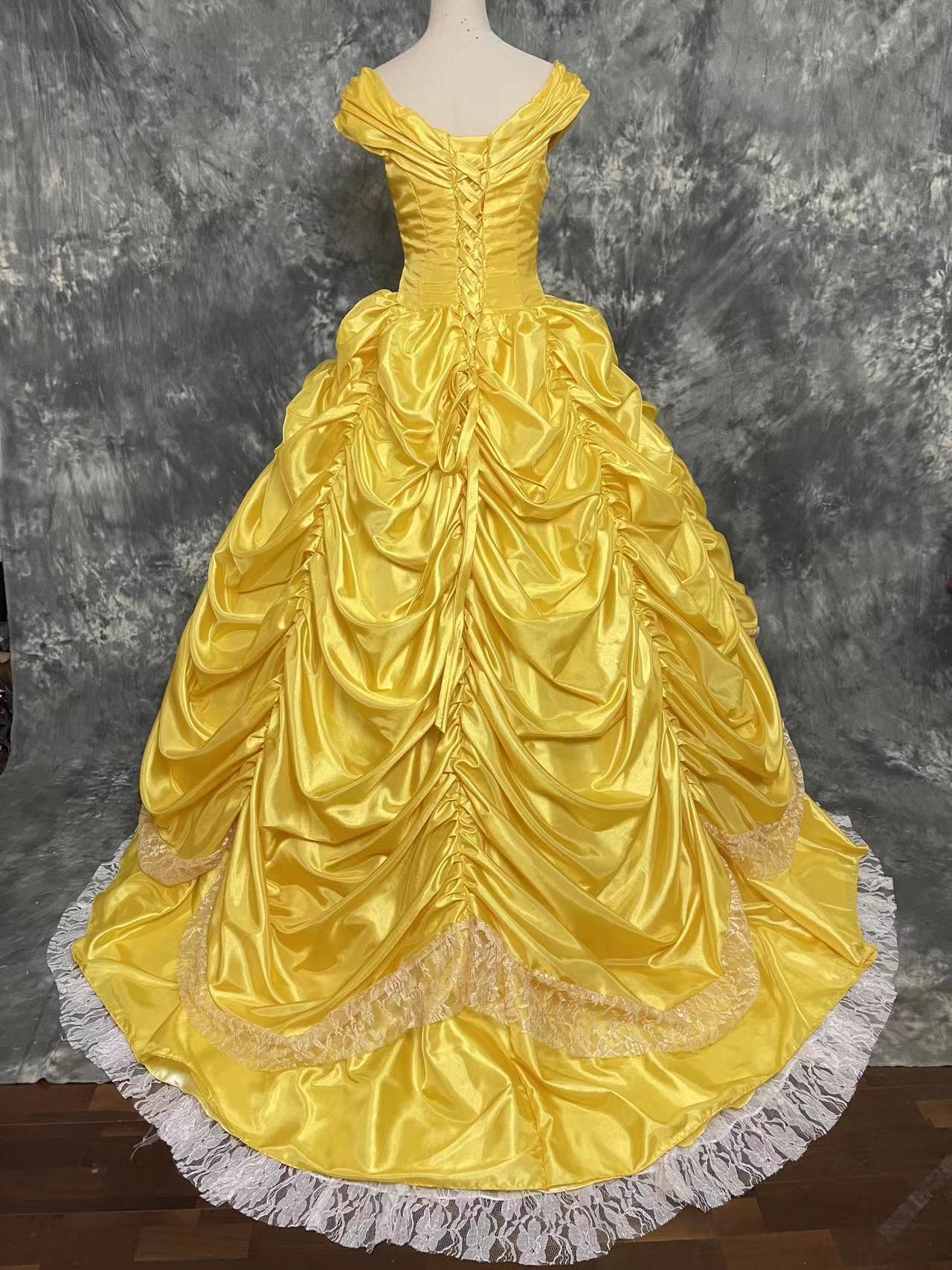 Beauty And Beast Princess Belle Long Tail Cosplay Costume
