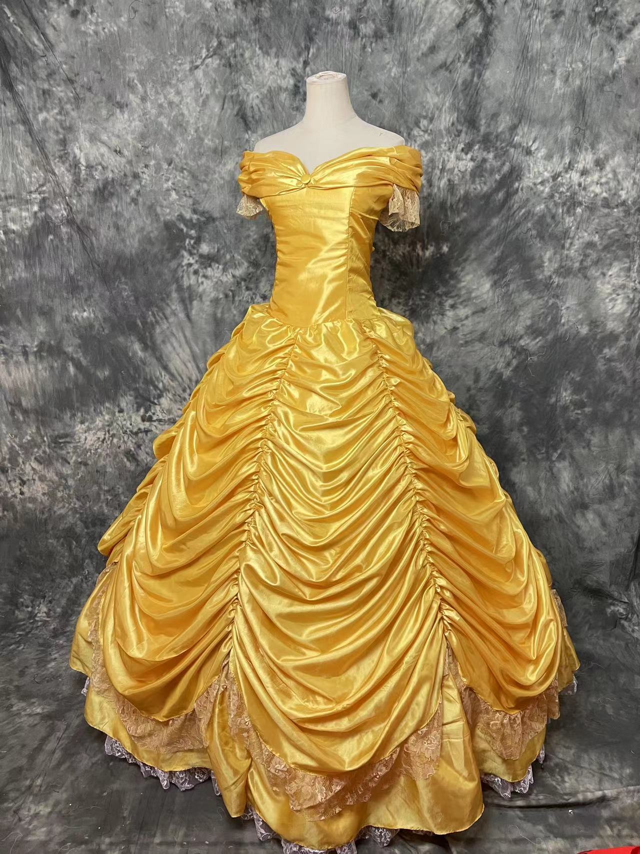 Beauty And The Beast Princess Belle Dress Cosplay Costumes Free Shipping