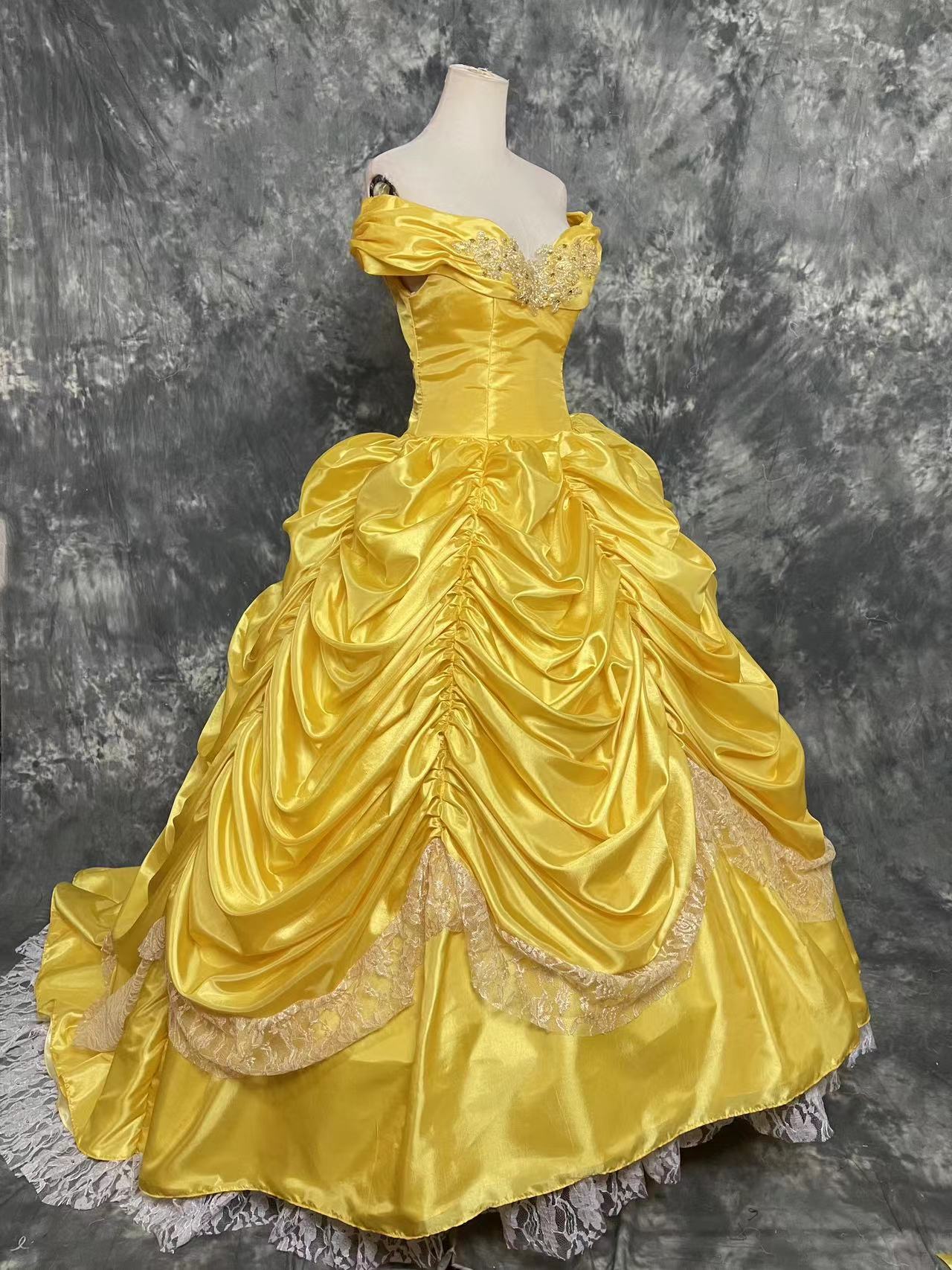 Beauty And Beast Princess Belle Long Tail Cosplay Costume