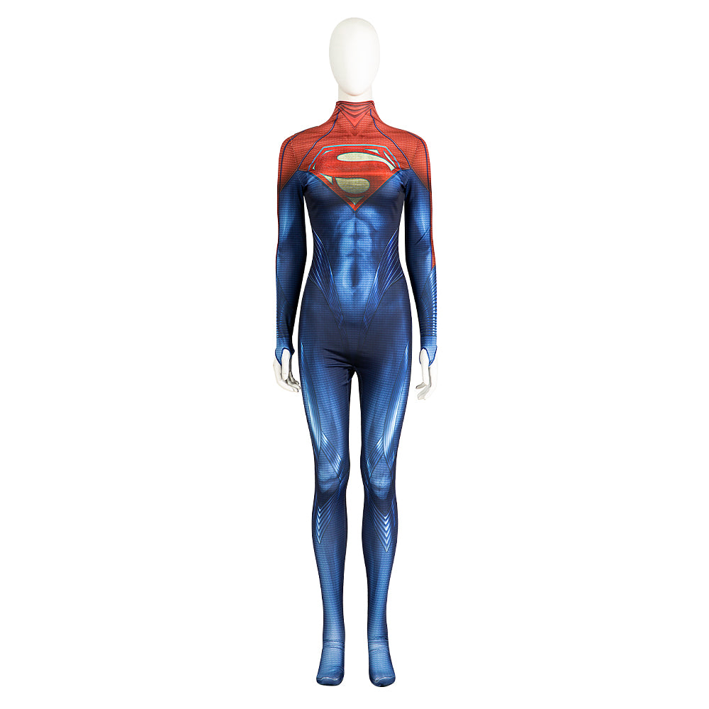 The Flash Supergirl Kara Zor-El Cosplay Costume Jumpsuit Cape Halloween Free Shipping