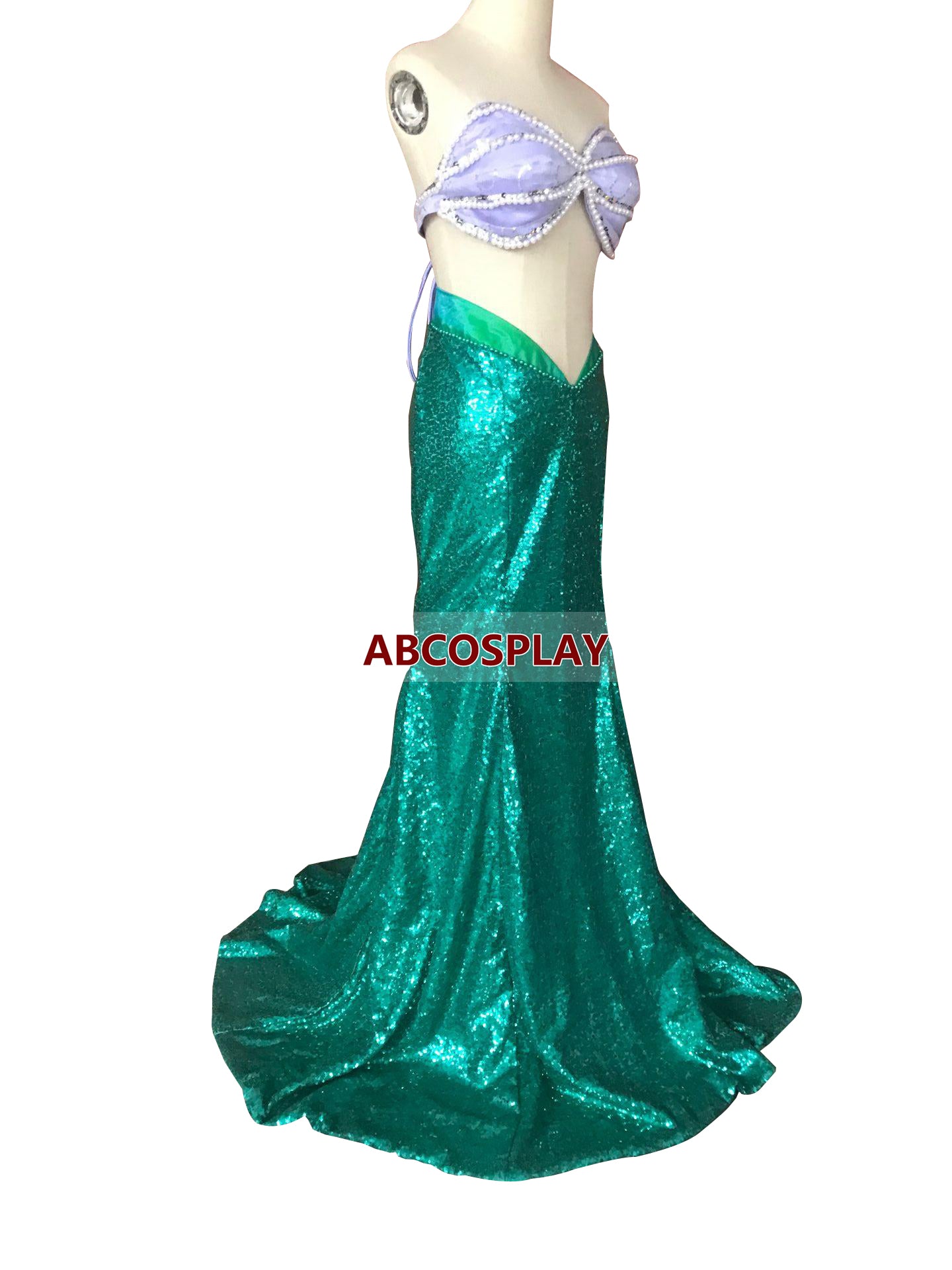 The Little Mermaid Ariel Green Dress Cosplay Costume Adult