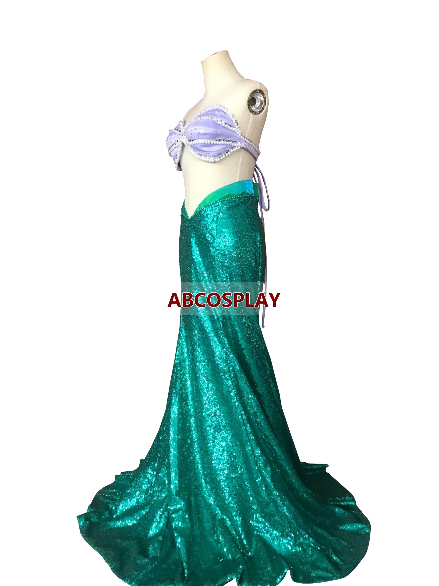 The Little Mermaid Ariel Green Dress Cosplay Costume Adult