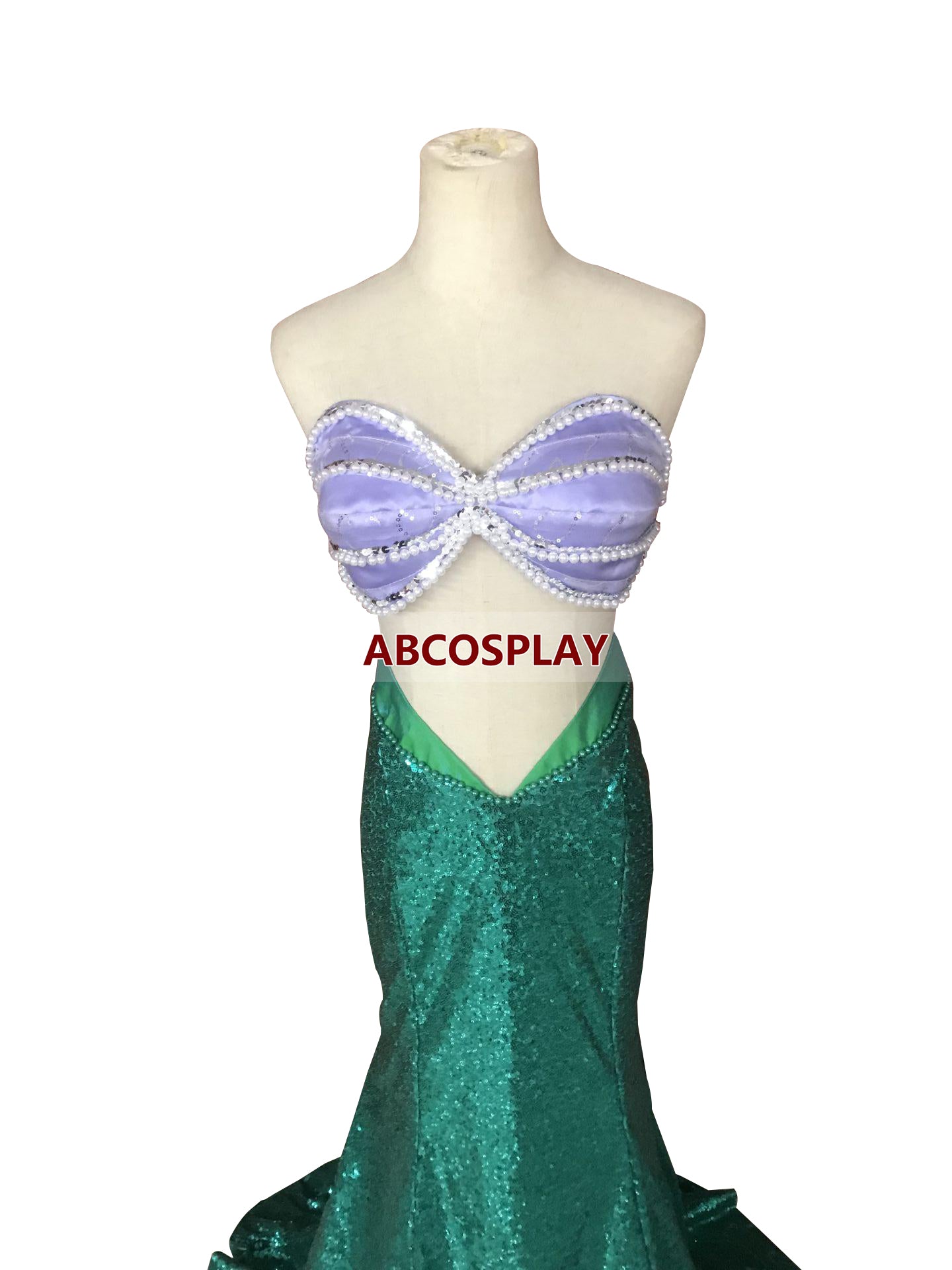 The Little Mermaid Ariel Green Dress Cosplay Costume Adult