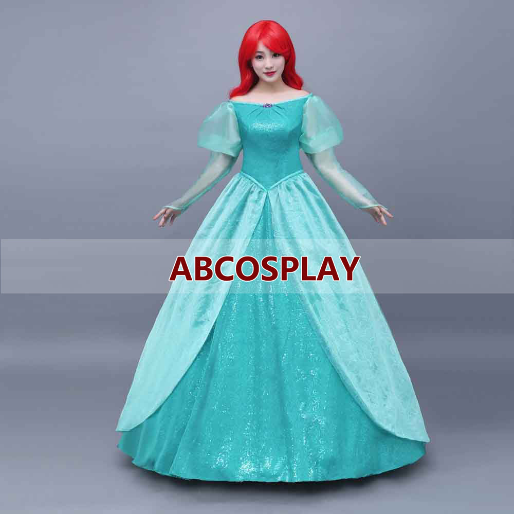 The Little Mermaid Ariel Princess Dress Green Cosplay Costume