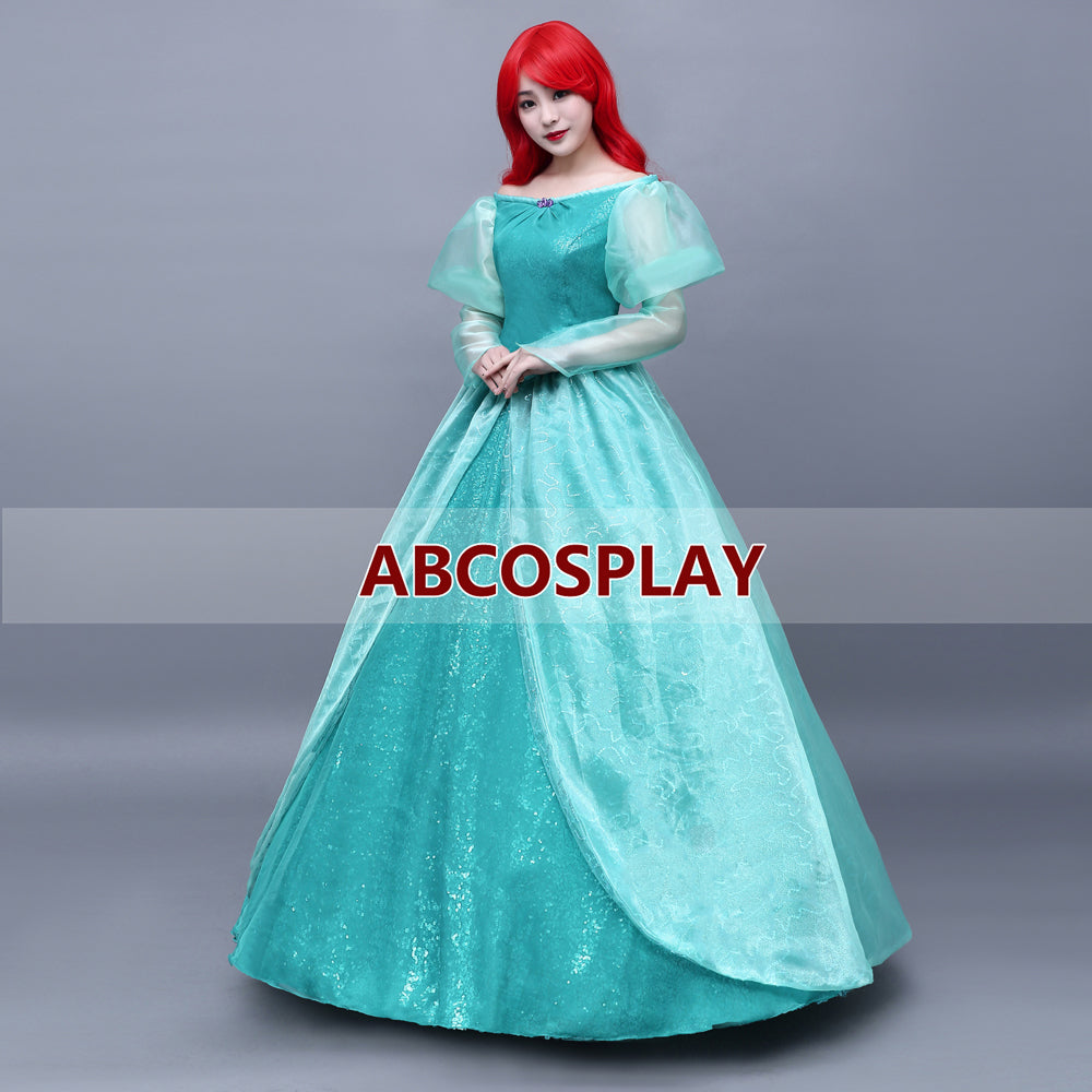 The Little Mermaid Ariel Princess Dress Green Cosplay Costume