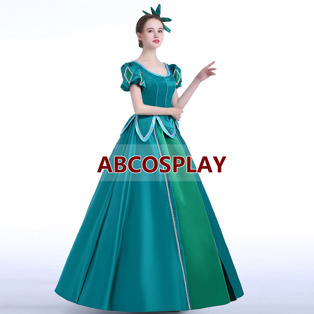 The Little Mermaid Ariel Princess Dress Green Satin Cosplay Costume