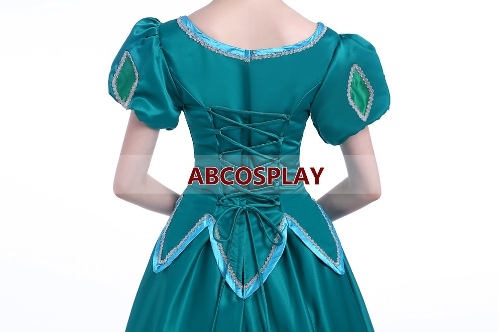 The Little Mermaid Ariel Princess Dress Green Satin Cosplay Costume