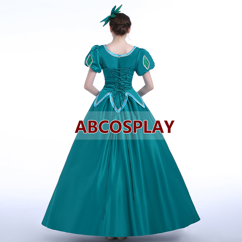 The Little Mermaid Ariel Princess Dress Green Satin Cosplay Costume