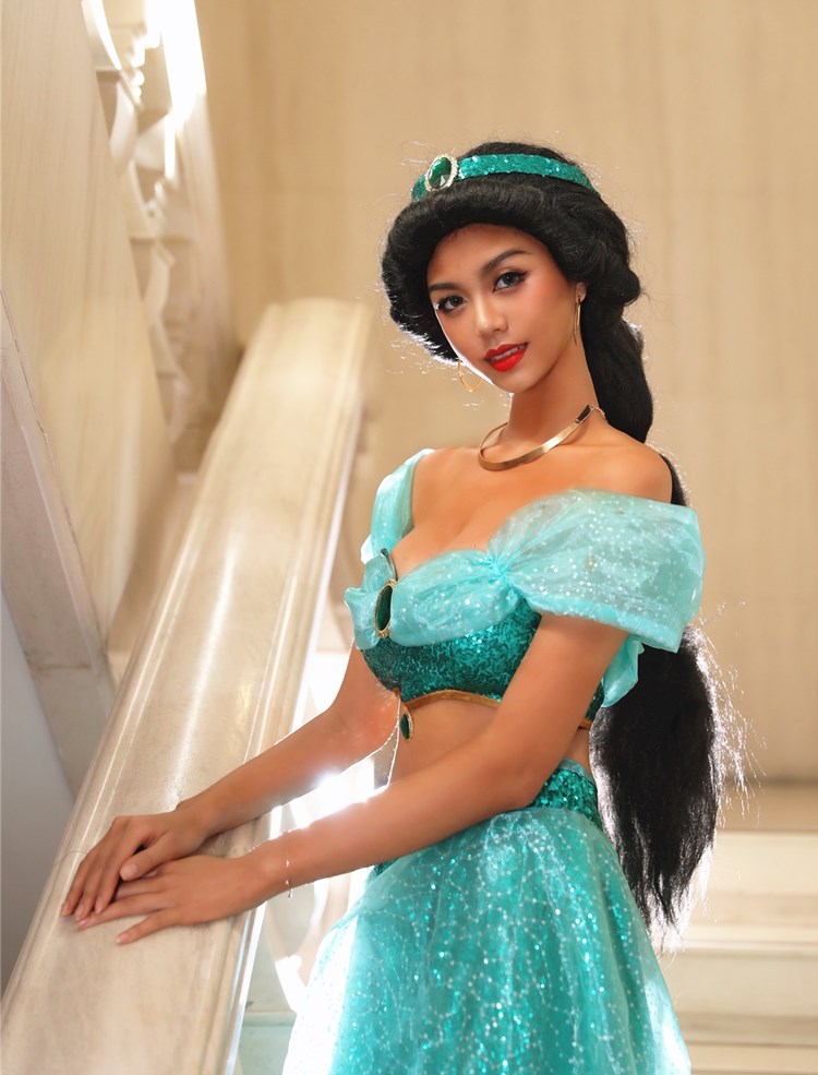 Woman Disney Aladdin Jasmine Dress Cosplay Costume