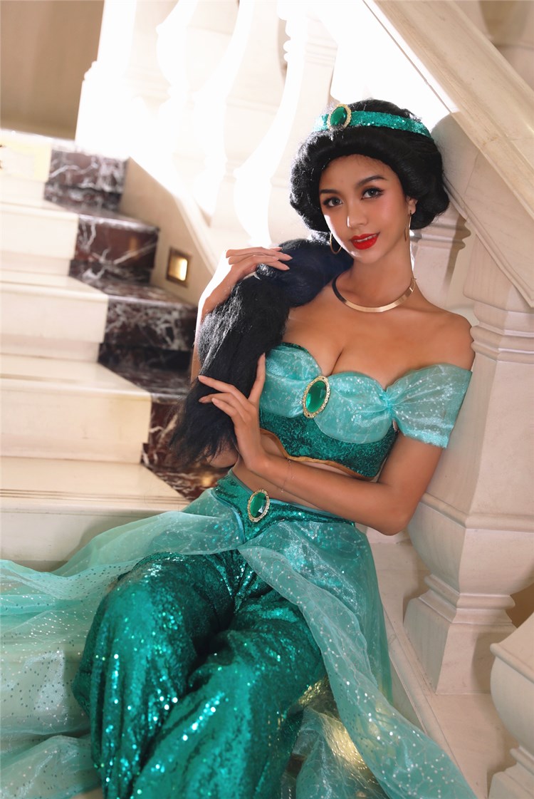 Woman Disney Aladdin Jasmine Dress Cosplay Costume