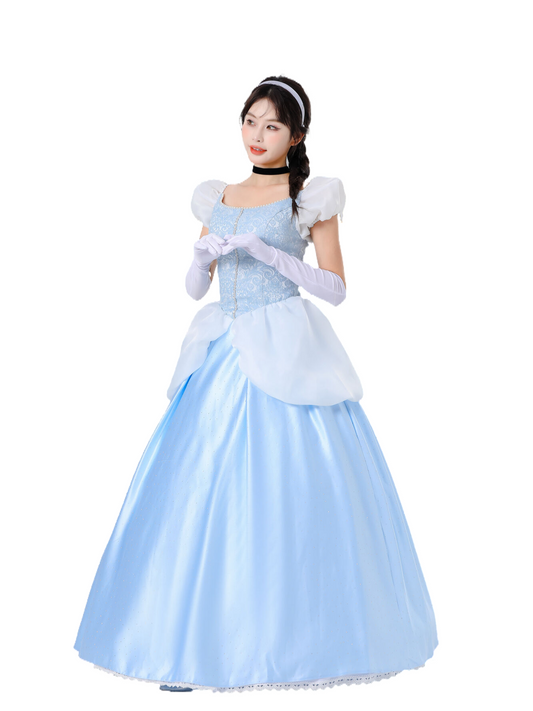 Cinderella Princess Dress Blue Satin Cinderella Cosplay Costume