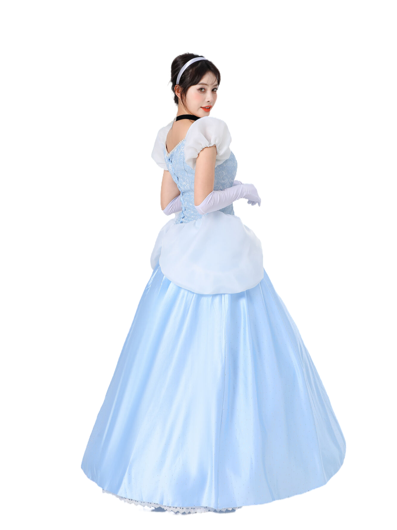 Cinderella Princess Dress Blue Satin Cinderella Cosplay Costume