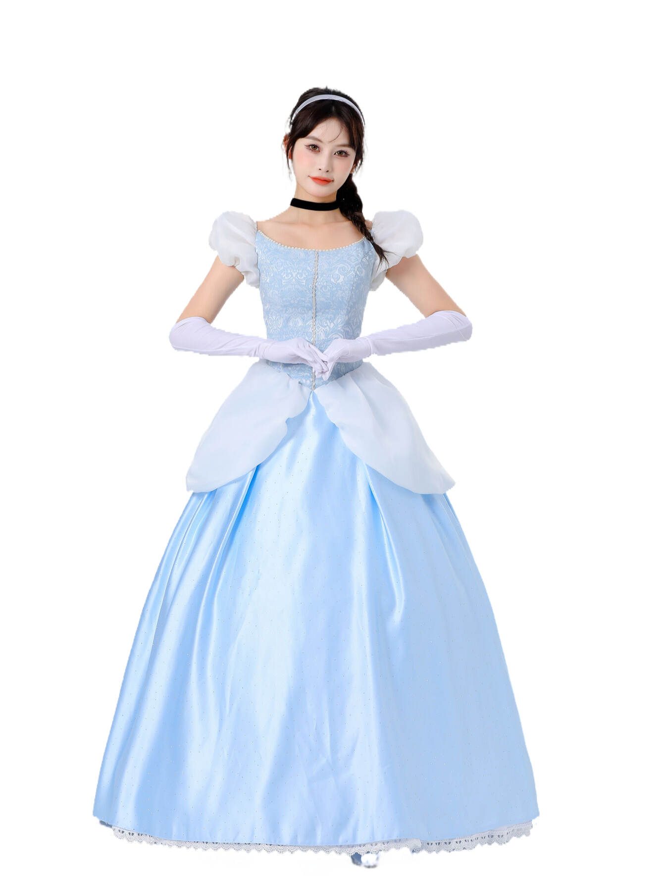 Cinderella Princess Dress Blue Satin Cinderella Cosplay Costume