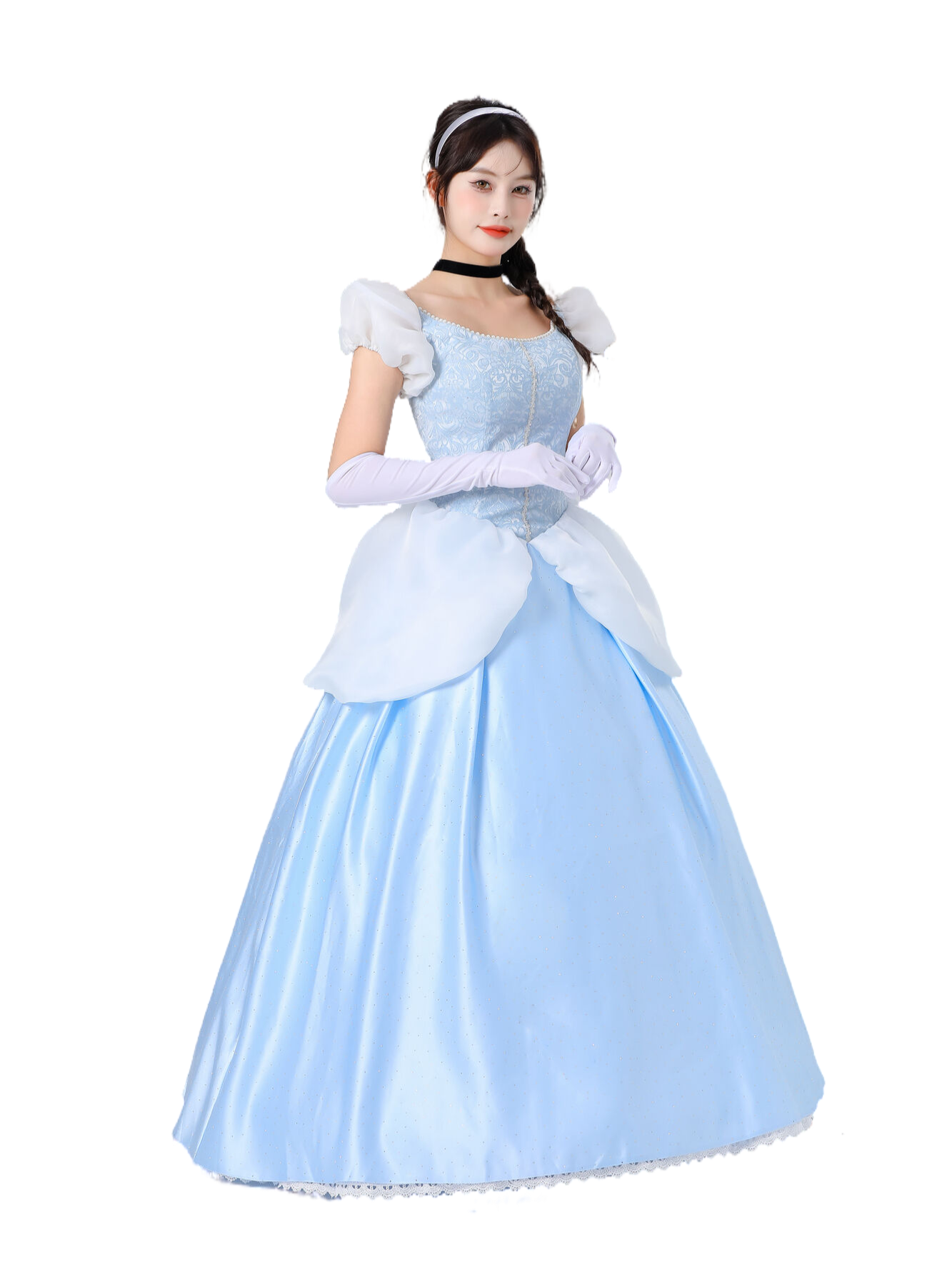 Cinderella Princess Dress Blue Satin Cinderella Cosplay Costume