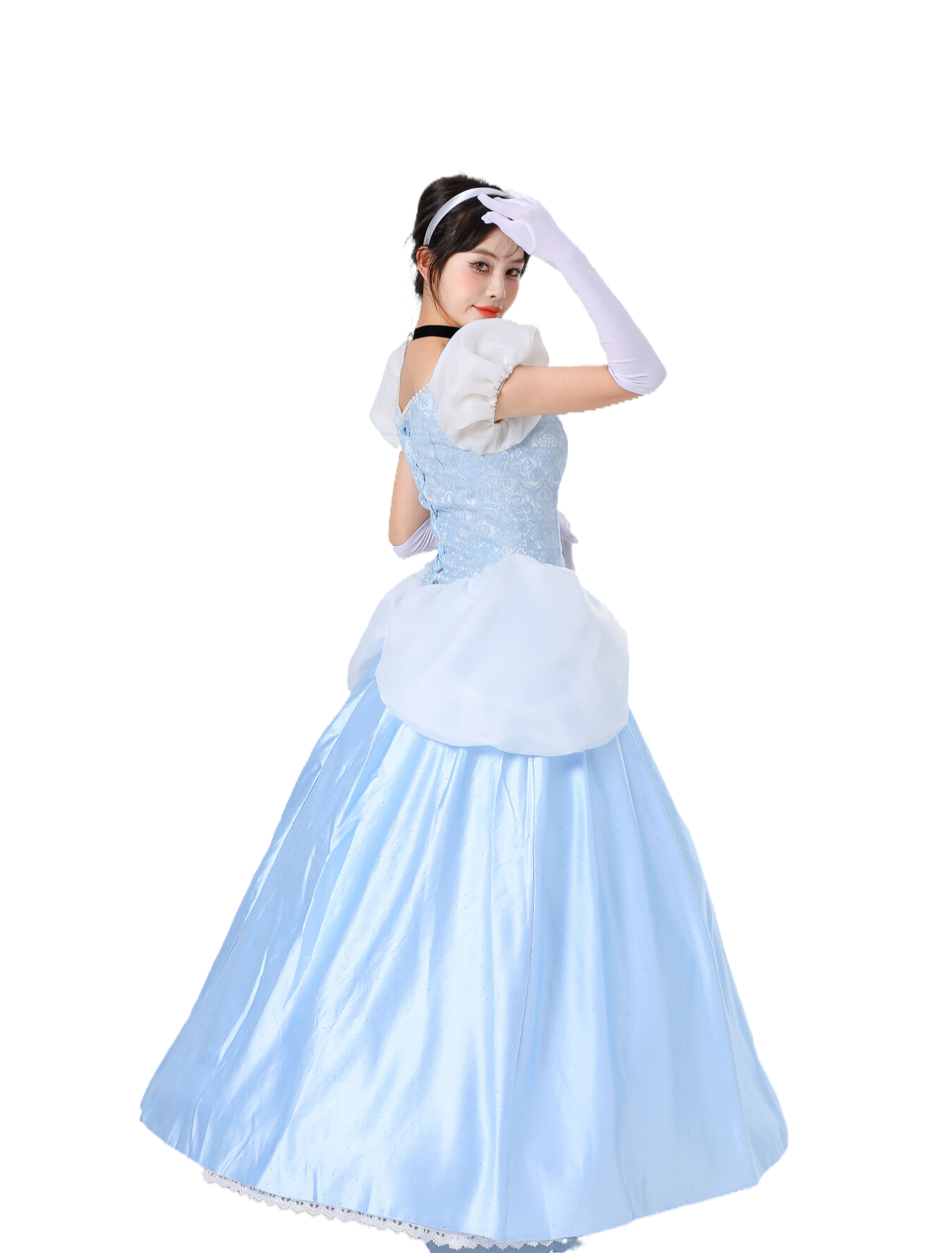 Cinderella Princess Dress Blue Satin Cinderella Cosplay Costume