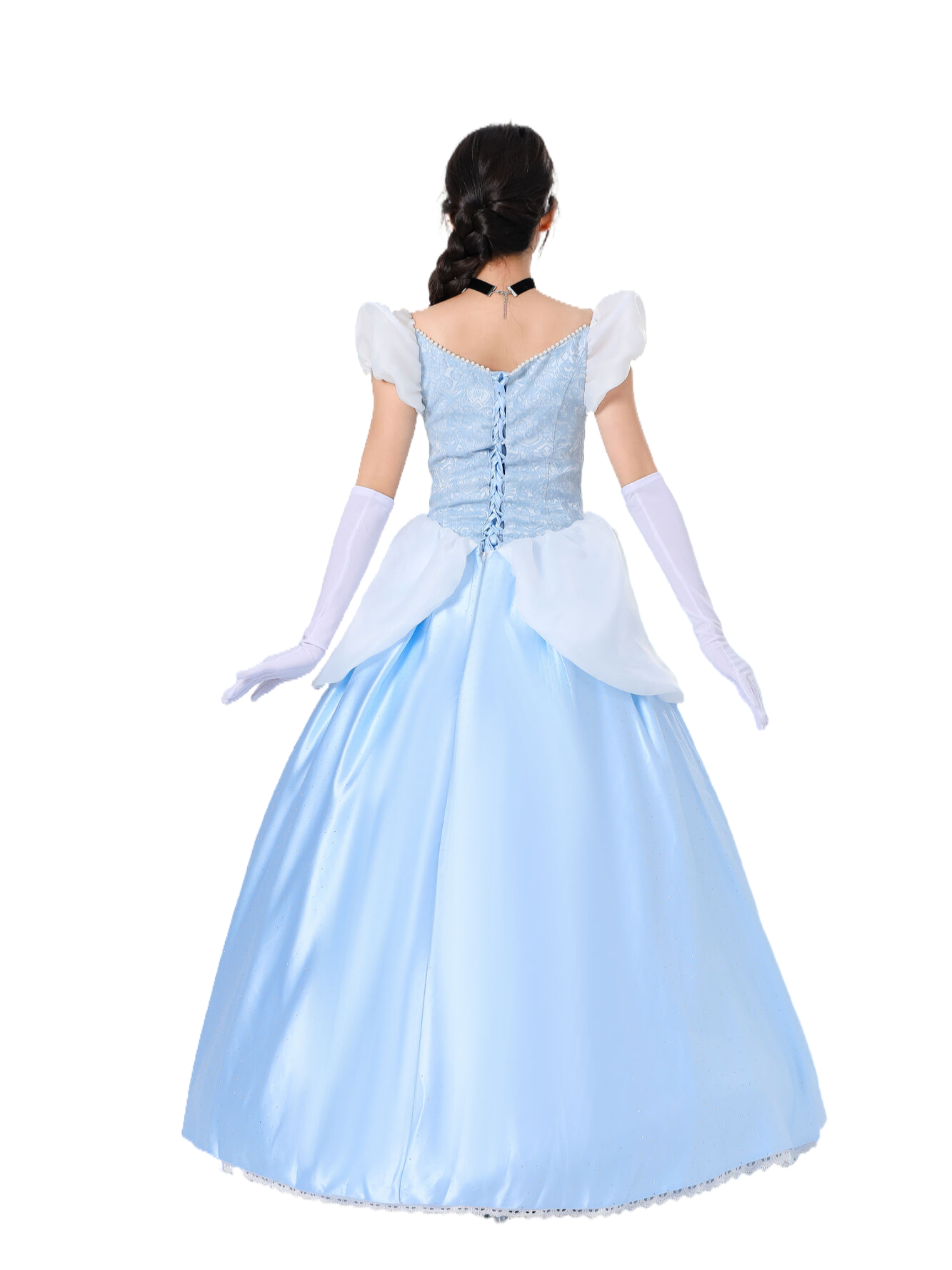 Cinderella Princess Dress Blue Satin Cinderella Cosplay Costume