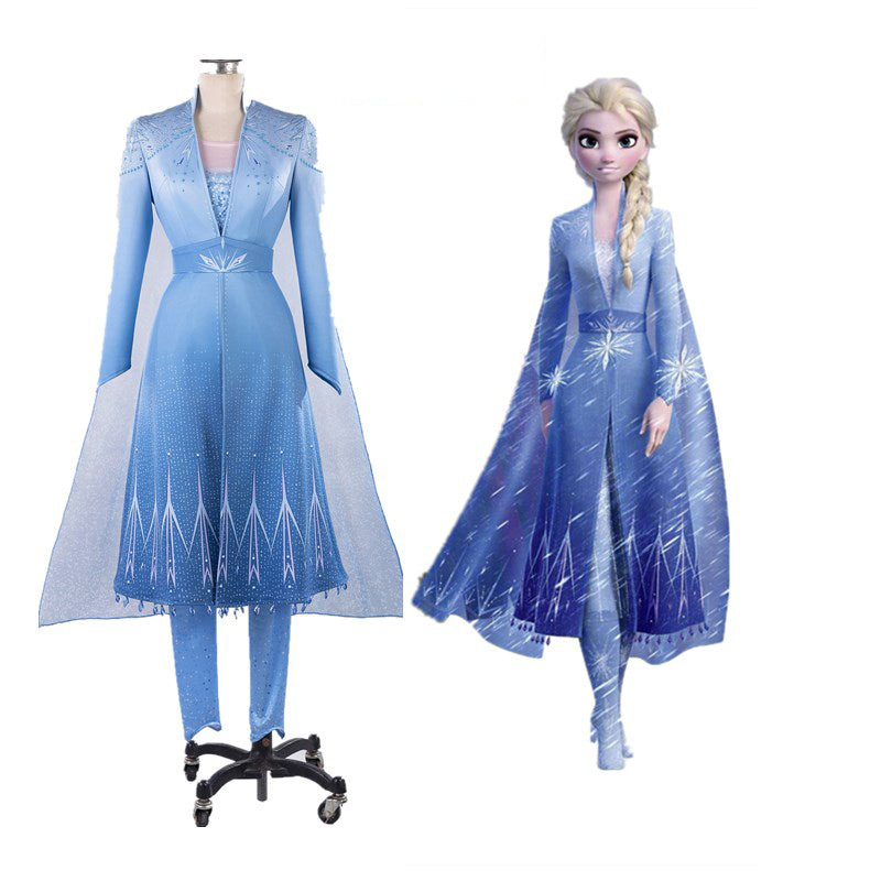 Frozen 2 Elsa Dress Blue Cosplay Costumes