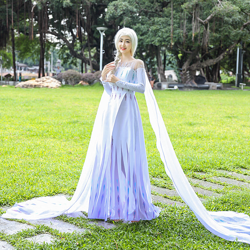 Frozen 2 Elsa Princess Dress White Woman Cosplay Costumes