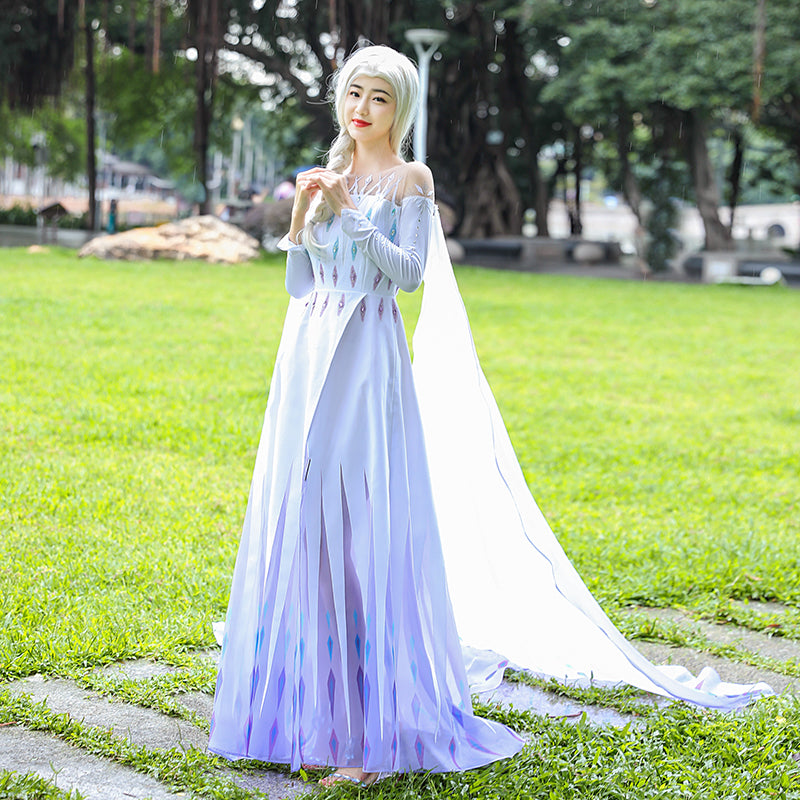 Frozen 2 Elsa Princess Dress White Woman Cosplay Costumes