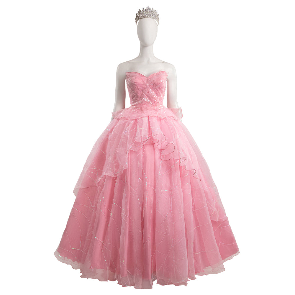 2024 Wicked Glinda Pink Dress Cosplay Costume